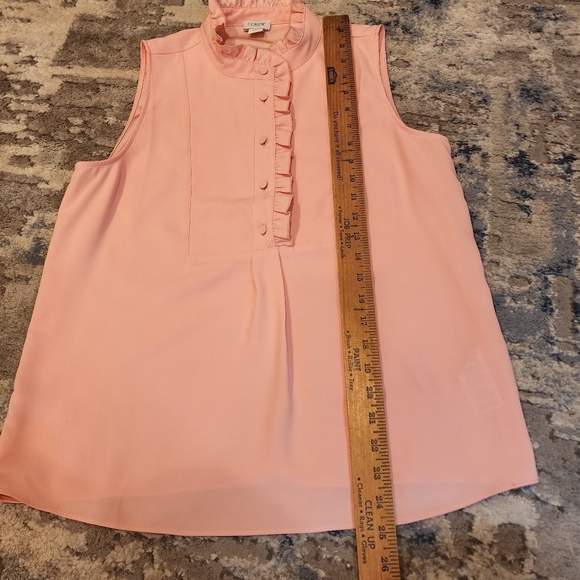 NWT J. Crew Size 6 Light Pink Coral Peach Ruffle Trim Crepe Sleeveless Blouse - Picture 13 of 16